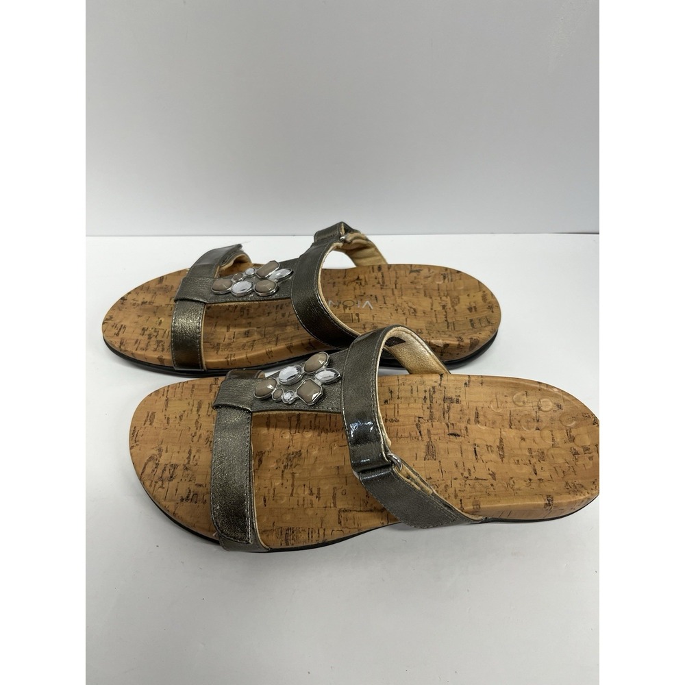 Vionic | Woman's Viviana Embellished Metallic Bronze Cork Footbed Sandals, 9Wide - Picture 7 of 9